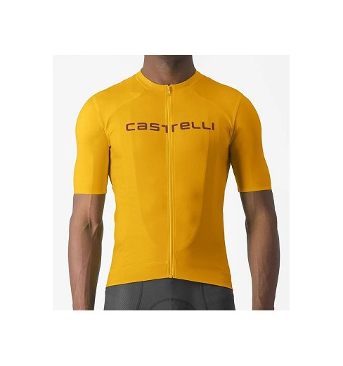 Castelli Prologo Lite short sleeve cycling jersey - Goldenrod / Deep bordeau